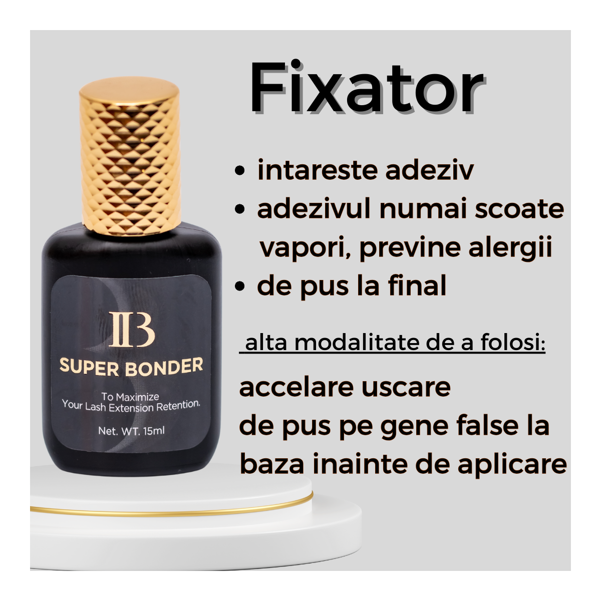 Super Bonder - 15ml, iBeauty, fixator adeziv dupa aplicare