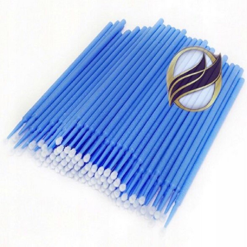 Blue Microbrushes - 2,5 mm, 100pcs , Micro Applicator Brushes, Disposable Eye Lashes Mascara Wands for Eyelash Extensions
