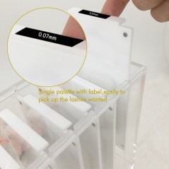 Magic box with 9 long pallets for eyelash extensions, with support, see-through organizer for eyelash extensions