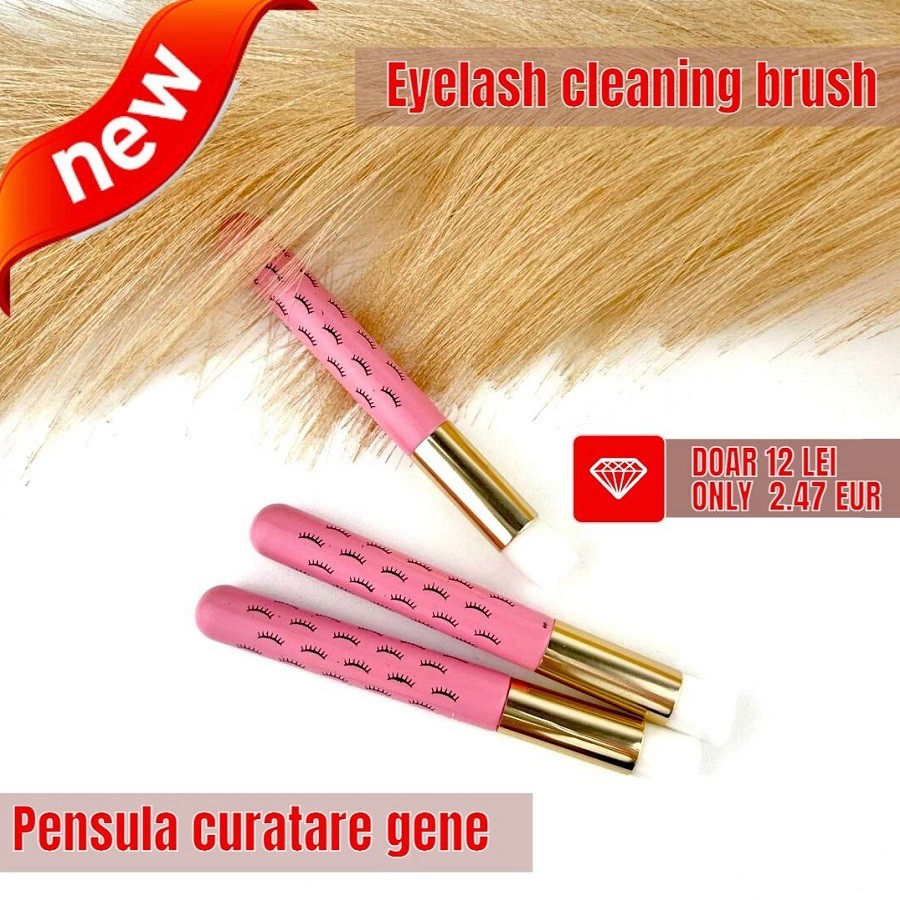 Cepillo para limpiar pestañas o extensiones de pestañas y para remover maquillaje - Rosa, 1 unidad