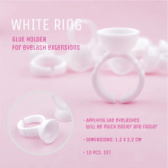 10 anillos blancos para pegamento de extensiones de pestañas