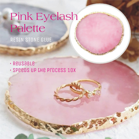Paleta de resina rosa para pegamento de extensiones de pestañas, reutilizable
