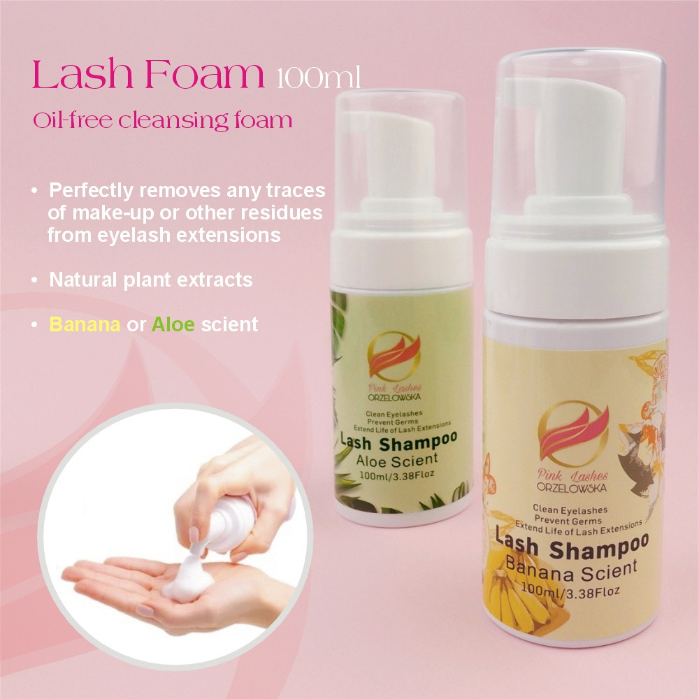 Lash foam, 100 ml, banana and aloe, Oil-free cleansing foam