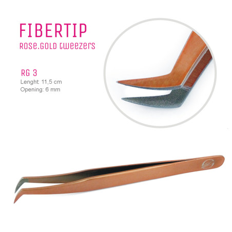 FiberTip Rose Gold tweezers, for Pre-made eyelash extensions or hand-made volume, for begginers