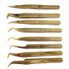 Tweezers HM, for beginners, Non-Slip, Heavy metal, Gold design