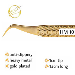 Tweezers HM, for beginners, Non-Slip, Heavy metal, Gold design