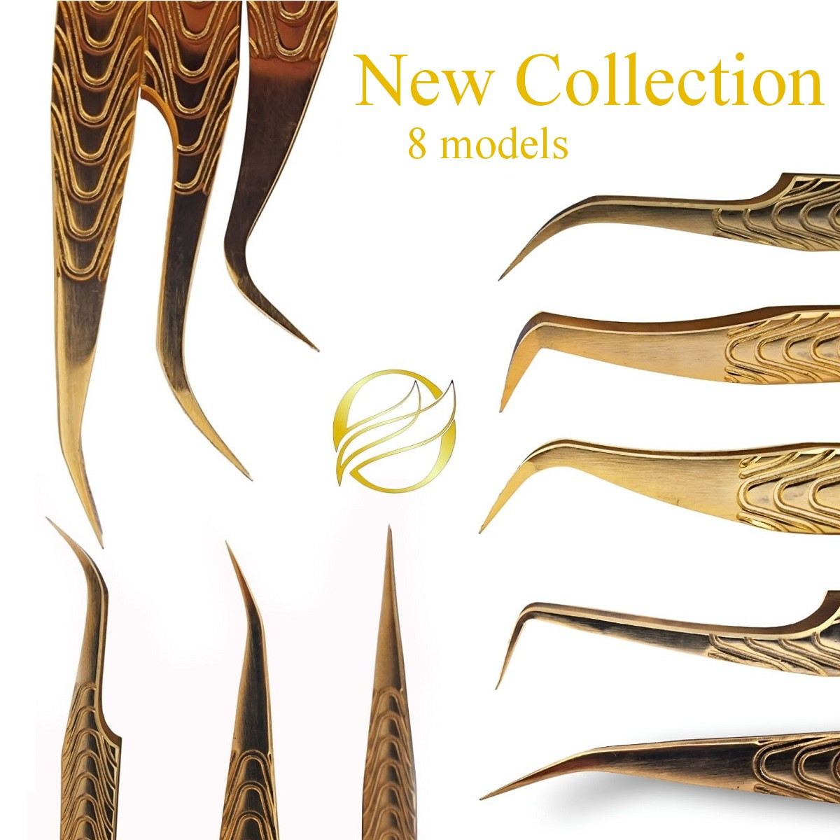 Tweezers HM, for beginners, Non-Slip, Heavy metal, Gold design