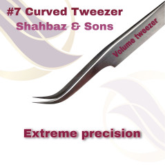 Tweezer no.7 Curved Tweezer Shahbaz & Sons , Excellent Precision, For volume eyelash extensions