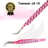 Tweezers JA-19 for volume, Pink with eyelashes