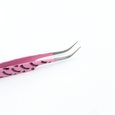 Tweezers JA-19 for volume, Pink with eyelashes