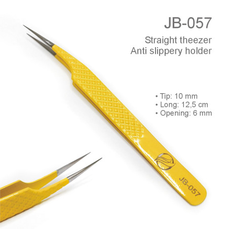 Spring JB-057 Straight Tweezer, for eyelash extensions, Yellow