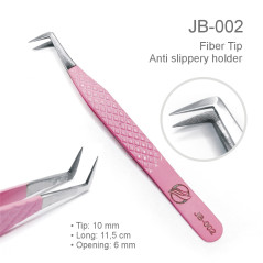 Mega volume Spring JB-002 Tweezer, for eyelash extensions, Pink, with Fiber Tip