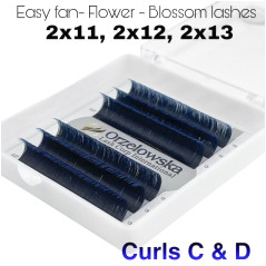 0.07 Easy Fan lashes,mix 11-13, Volum, Blossom flower Ombre - Albastru