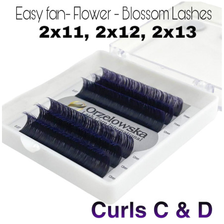 0.07 Easy Fan lashes,mix 11-13, Volum, Blossom flower Ombre - Malva