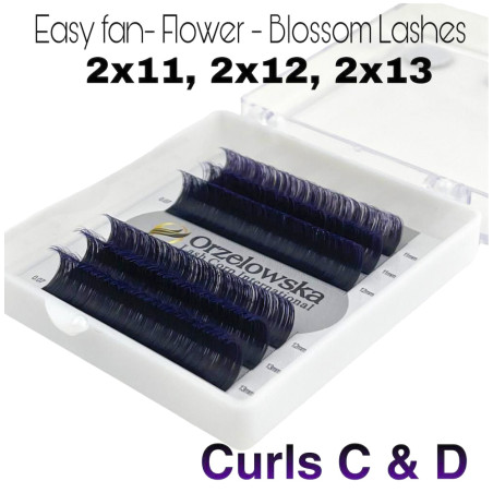 0.07 Easy Fan lashes,mix 11-13, Volum, Blossom flower Ombre - Purple