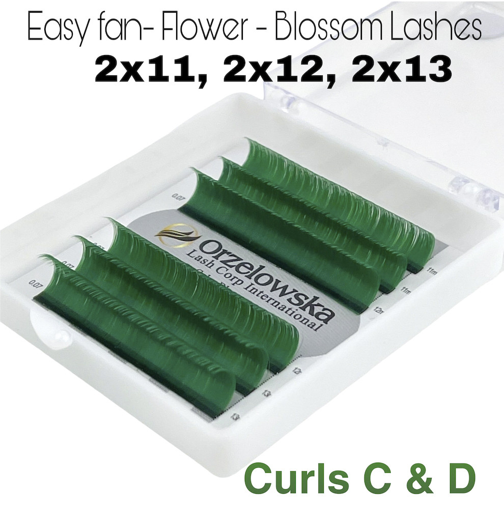 0.07 Easy Fan lashes, Volum, Blossom flower - Green