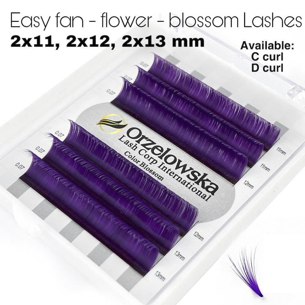 0.07 Easy Fan lashes, mix 11-13, Volum, Blossom flower - Purple