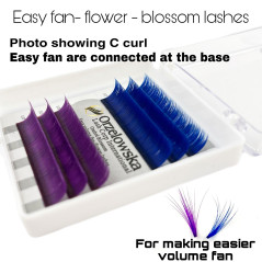 0.07 Easy Fan lashes, Volum, Blossom flower - Blue & Purple