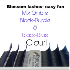 0.07 Easy Fan lashes, mix 11-13, Volum, Blossom Ombre - Albastru & Mov