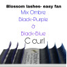 Ombre - Albastru & Mov 11-13mm volum usor, extensii gene Blossom Easy Fan Flower