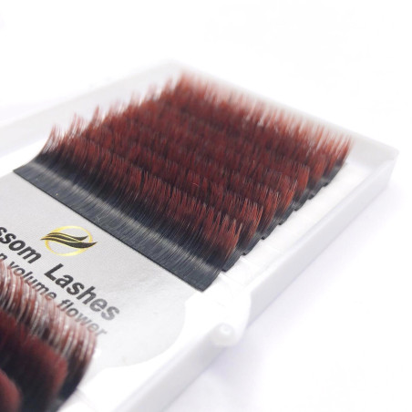 Extension ciglia Ombre Blossom, nero-rosso, 0.07, per volume