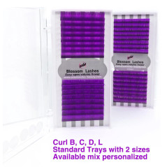 B,C,D,L  0.07, Purple  Blossom easy fan lashes, fast volume eyelash extensions