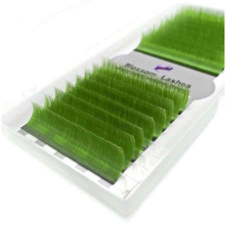 Eyelash extension Blossom, Green, thickness 0.07, easy fan lashes, fast volume eyelash extensions