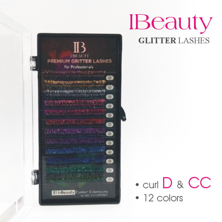 Ciglia con colori mix glitter iBeauty, Premium Glitter, 0.15mm