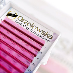 CC 0.07 Mezcla de Pestañas de Color 7-14 mm, Rosa Eléctrico, extensiones de pestañas, bandeja con 8 líneas, Orzelowska