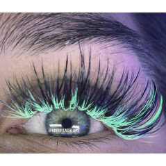CC 0.07 Mix 7-14 mm Color Lashes, Neon Green, eyelash extensions, tray with 8 lines , Orzelowska