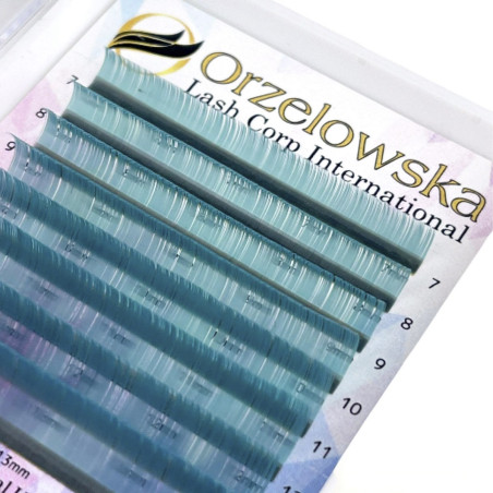CC 0.07 O. Blue (Turquoise) Color Lashes, eyelash extensions, tray with 8 lines, Orzelowska