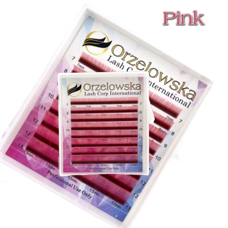 0.07 CC - Extension per ciglia finte Rosa Chiaro, color pastello, scatola con 8 linee, Orzelowska