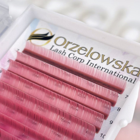 0.07 CC Color Pastel Lashes, Pink, eyelash extensions, tray with 8 lines, Orzelowska