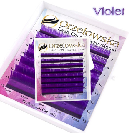 CC 0.07 Color Lashes, Violet, eyelash extensions, tray with 8 lines, Orzelowska