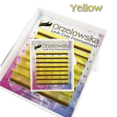 CC 0.07 Color Lashes, Yellow, eyelash extensions, tray with 8 lines, Orzelowska