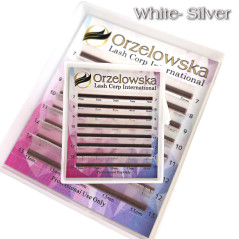 CC 0.07 Bianco-Grigio, extension ciglia finte colorate, scatola con 8 linee, Orzelowska