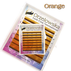 CC 0.07 Color Lashes, Orange, eyelash extensions, tray with 8 lines, Orzelowska
