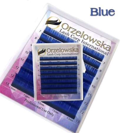 CC 0.07 Color Lashes, Blue, eyelash extensions, tray with 8 lines, Orzelowska