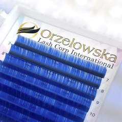 0.07 CC Albastru, Extensii gene colorate pastel, cutie cu 8 linii, Orzelowska