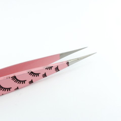 Pinzette Straight Tweezer JA 90, pink with eyelashes