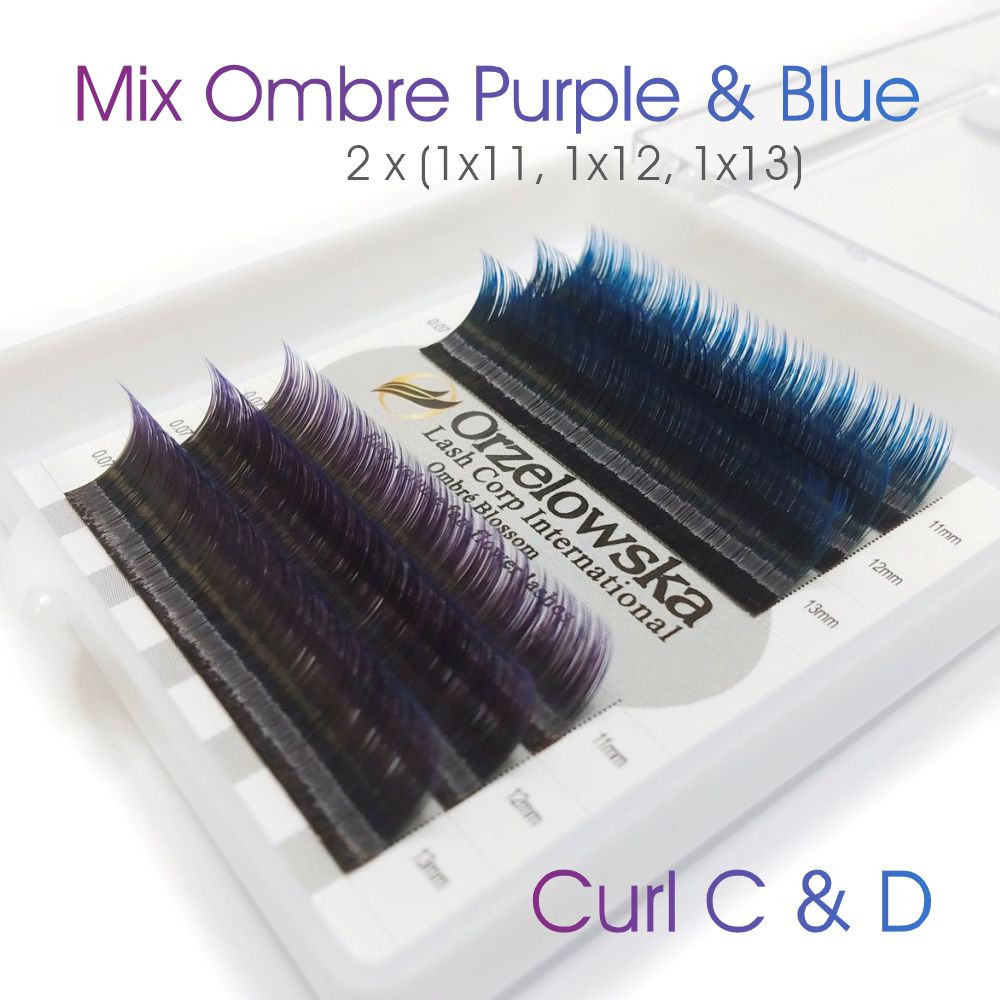 Ombre - Blue & Purple 11-13, Blossom easy fan, various curls