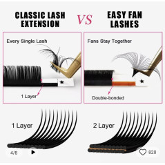 Ombre Blossom, brown & black,0.07, easy fan lashes, fast volume eyelash extensions