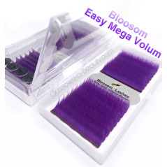 D 0.05 Extensiones de pestañas Blossom, Morado, pestañas fáciles de abanico, extensiones de pestañas voluminosas rápidas