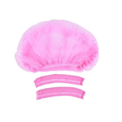 Pink and blue disposable puff bonnet, 1 piece