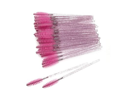 Glitter Mascara Brushes for Combing Eyelash Extensions - 50 pcs, Light Pink