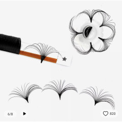 0.07 D Glossy Blossom, facile ventaglio, ciglia flower, aspetto setoso nero, 12 linee