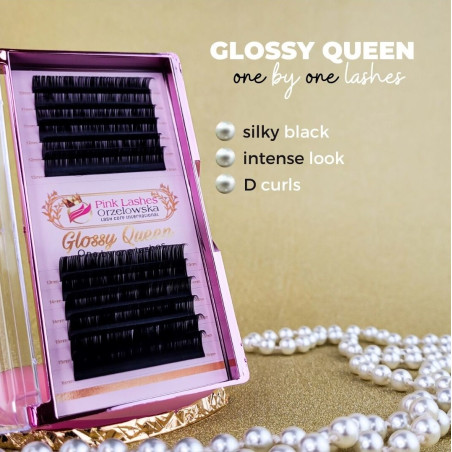0.12 D Glossy Queen, eyelash extensions one by one, silky black