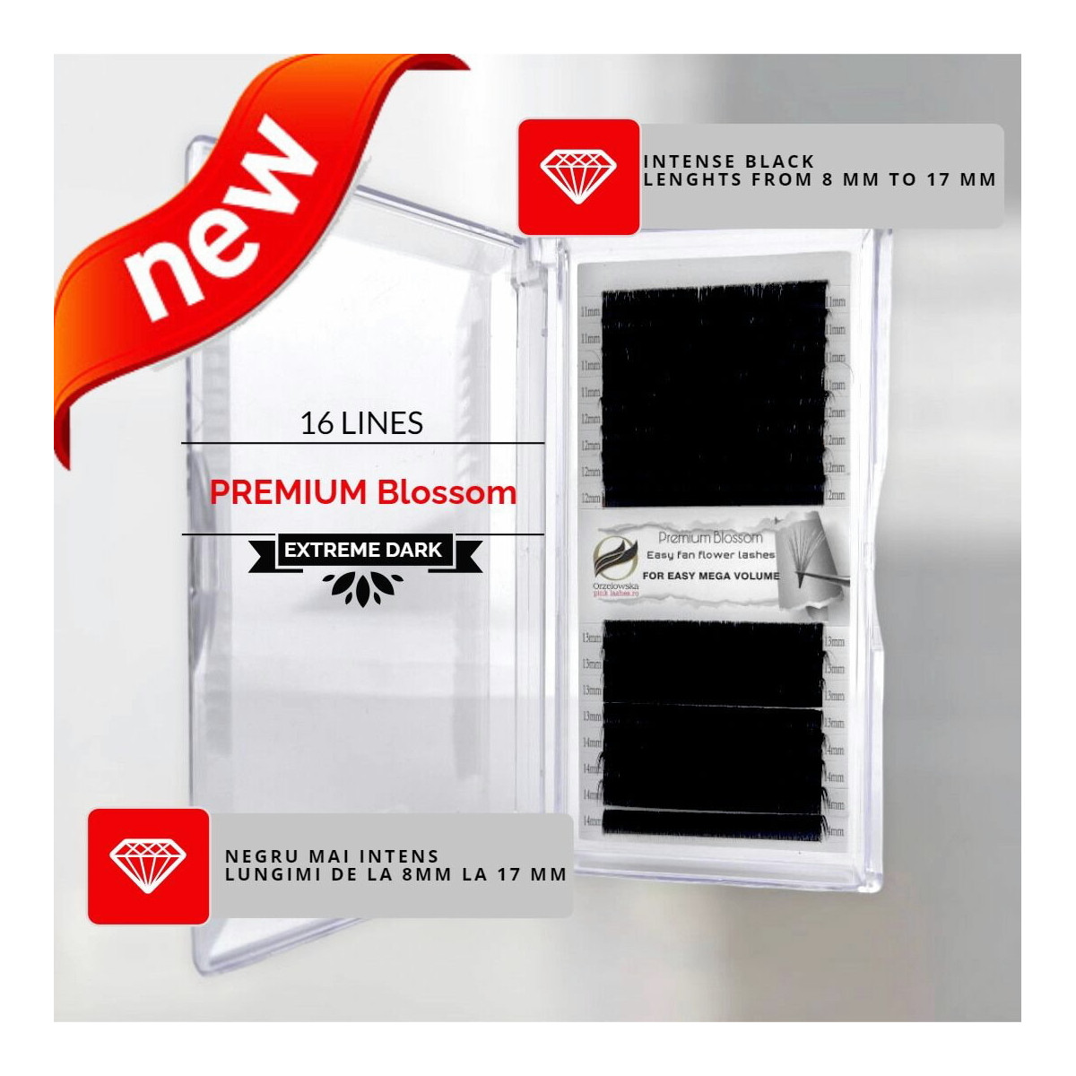 0.07 D Premium Blossom, extension ciglia easy fan, nero intenso