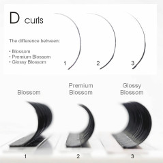 9mm 0.07 Premium Blossom, easy fan eyelash extensions, intense black