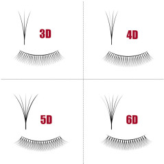 3D W, Curl D, Nagaraku, 0.07 Pre-Made eyelash extensions